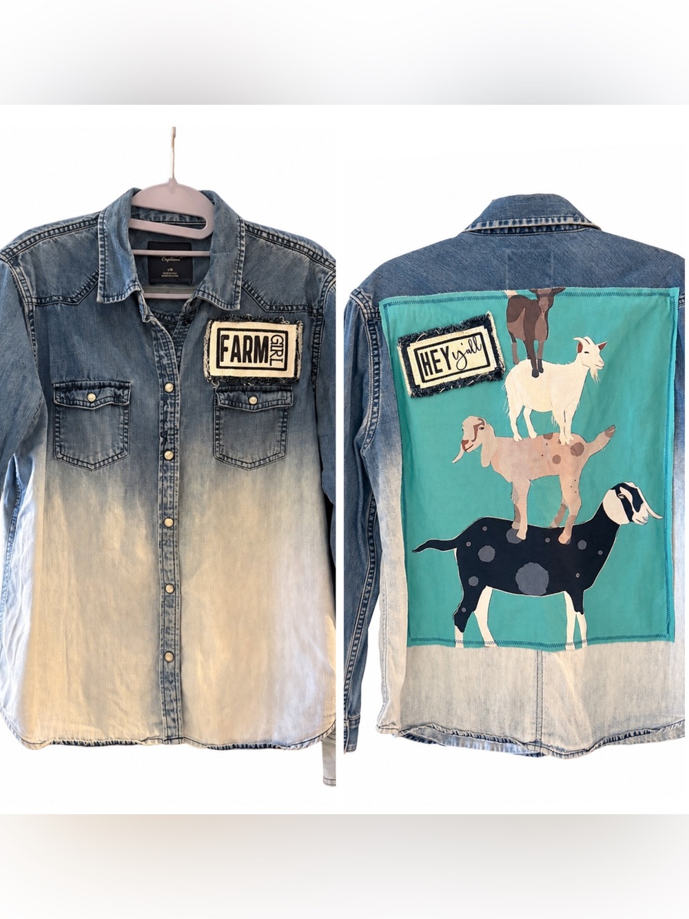 American Eagle Outfitters Denim Ombre Front Snap Shirt